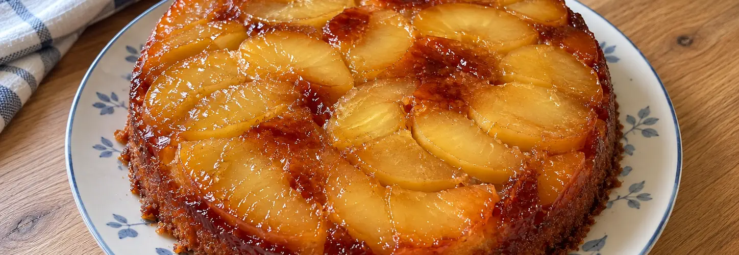 Gâteau renversé aux pommes, moelleux et caramélisé