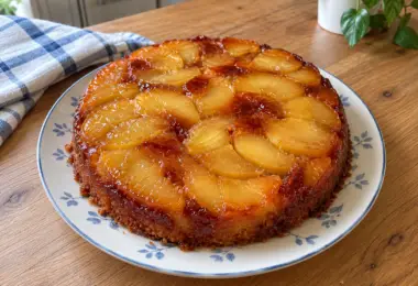 Gâteau renversé aux pommes, moelleux et caramélisé