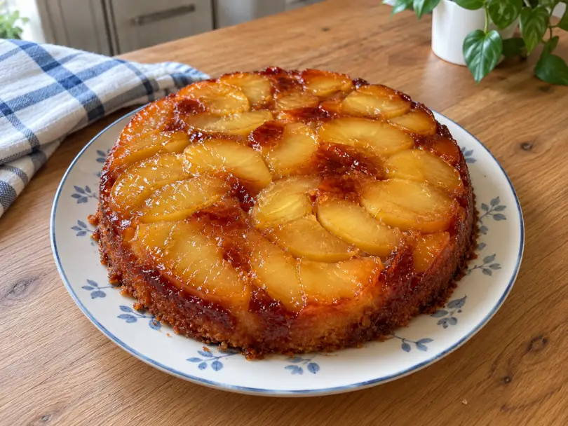 Gâteau renversé aux pommes, moelleux et caramélisé